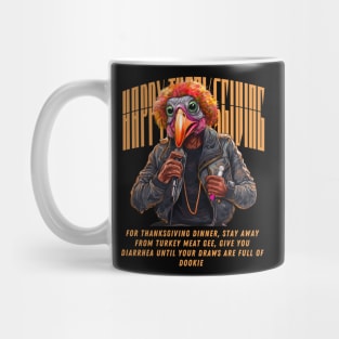 Funny Thanksgiving Hip Hop Rapping Turkey Vegan Vegetarian 2 T-Shirt Mug